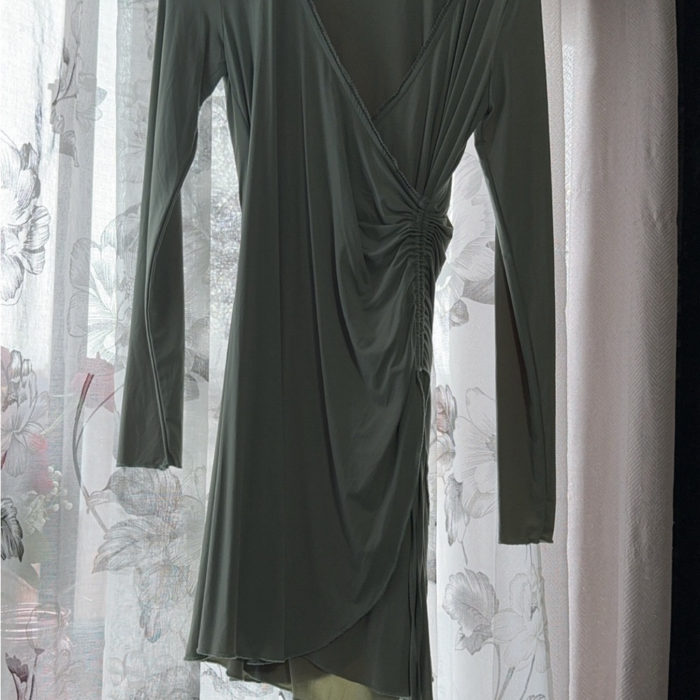 Elegant Green Wrap Dress